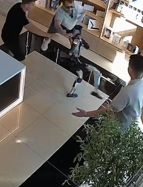 الروبوت وهو يهاجم الزبون